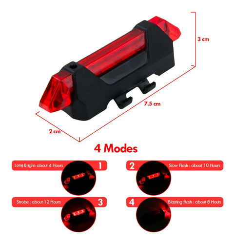 Luz Led Trasera Recargable Bicicleta Ciclismo Foco Lampara