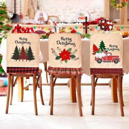 Funda Para Silla De Comedor Con Decoración Navideña De 3 Pie