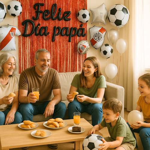 Combo Globos Feliz Dia Papa Fiesta Deco River Plate Futbol Rojo Combo Dia Del Padre