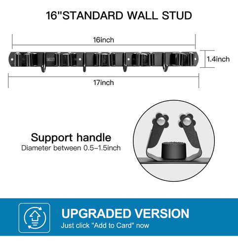 Soporte De Pared Para Escoba De Acero Inoxidable Autoadhesiv