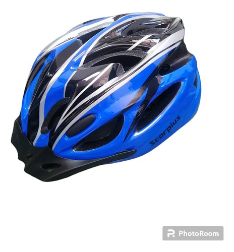 Casco Scorpius Azul Con Negro 002-a-l Para Bicicleta