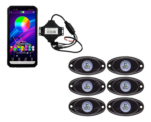 4 Pz Rock Light Rgb Alfa Bluetooth App Control Uso Rudo