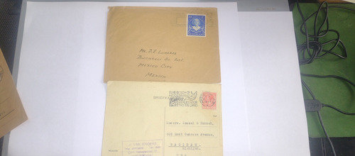 Holanda  Sobre Circulado 1949 A México Y Postal A Usada 1937