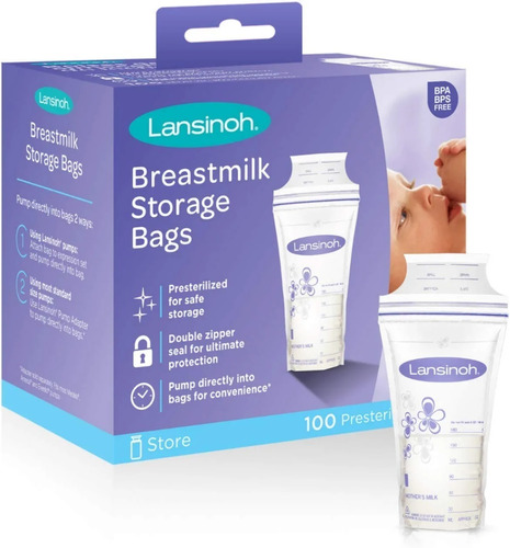 Pack 100 Bolsas Almacenadoras De Leche Materna, Lansinoh