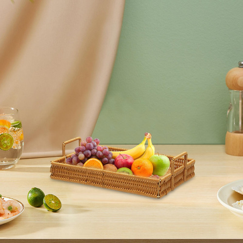 Cesta De Almacenamiento Tejida Para Bandeja Pequeño Marrón