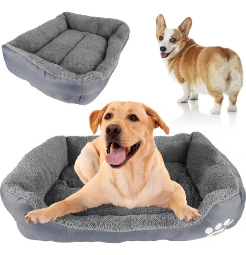 Cama Para Perro O Gato Suave Economica Resistente 52x42 Color Gris