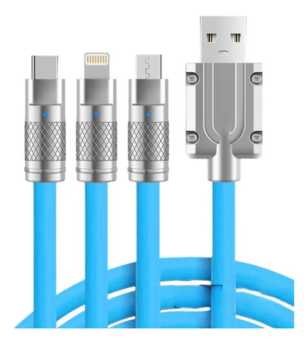 Cable Usb Carga Rapida 3 En 1 Micro V8 / Type C / Lightning 