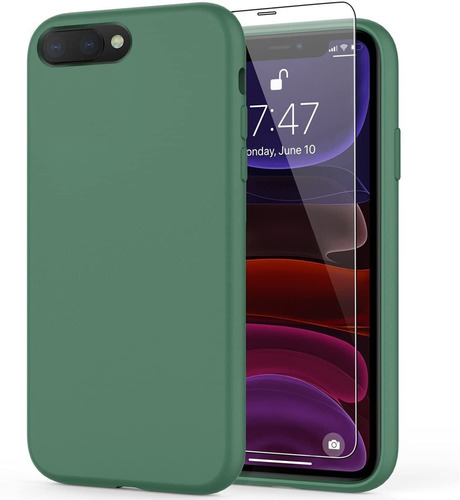 Funda +protector De Pantalla Para iPhone 8 Plus-verde Oscuro