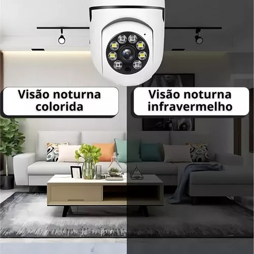 Câmera De Segurança Ip 360 Hd - Visão 360° E Alta Definição Branco
