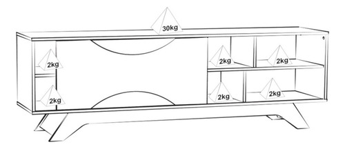 Mueble Mesa para Tv Bertolini Coral Pino Off White para 60"