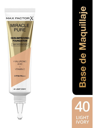Imagen 1 de 3 de Max Factor Base Liquida Miracle Pure Fps 30 X 30ml