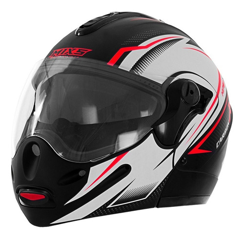 Capacete Robocop Mixs Carbon Xp Com Óculos Escamoteável Moto Cor Vermelho-fosco Tamanho do capacete 56