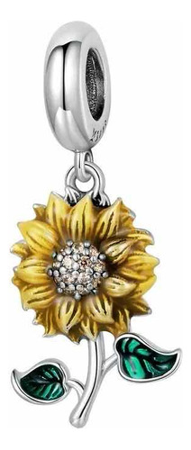 Charm Plata S925 Girasol Dije Para Pulseras Y Collares