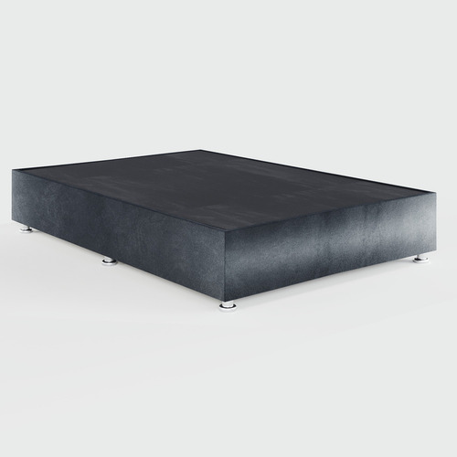 Box Cama Queen Size Tapiz Color Terciopelo Gris Oxford
