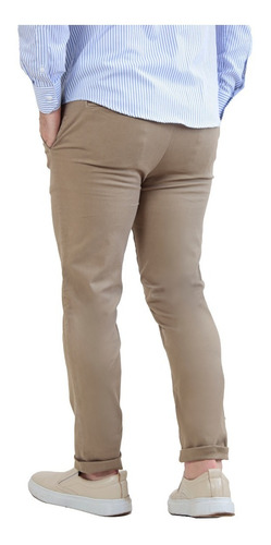 Imagem 2 de 3 de Calça Alfaiataria Casual Sarja Com Elastano Caqui