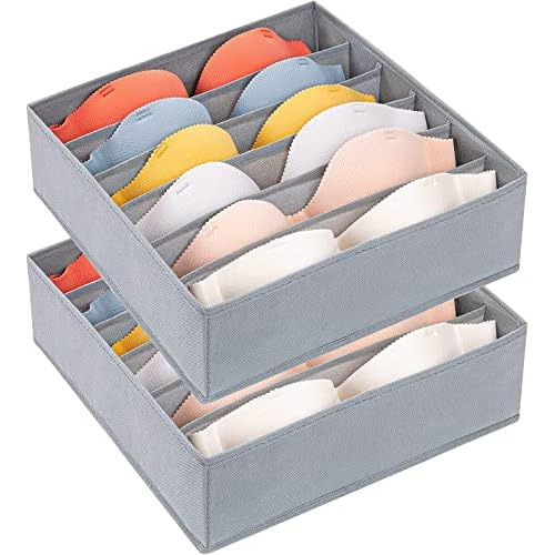 2 Pack Bra Drawer Organizers, 6 Cells Underwear Organiz...