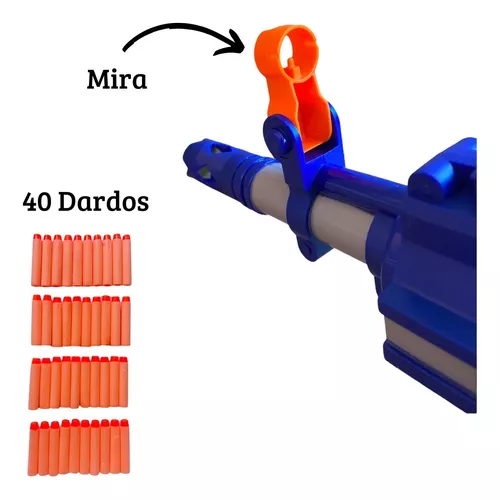 Metralhadora Automática Nerf Dardos Mira Camuflada Som E Luz