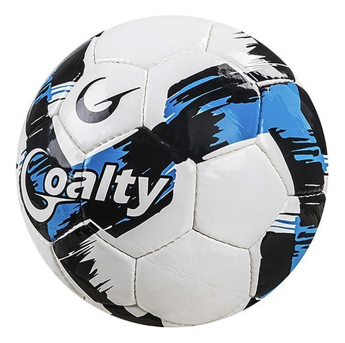 Pelota Futbol N°5 Cesped Natural Campo Cosida Pu Goalty Color Blanco/azul