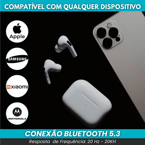 Fone Tws Kimaster 5.3 Branco Sem Fio Com Case Magnético