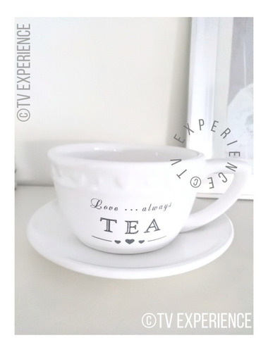 Imagen 3 de 6 de Taza De Té - Infusión Con Plato- Con Frase - 200 Cc
