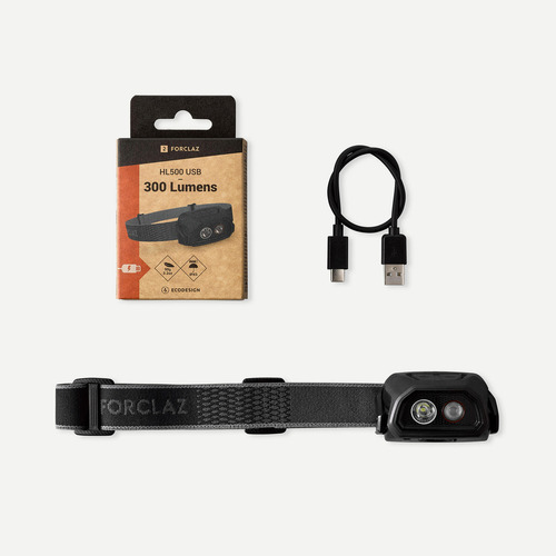 Linterna Frontal Hl 500 Usbc V3 - 300 Lm Negro Forclaz