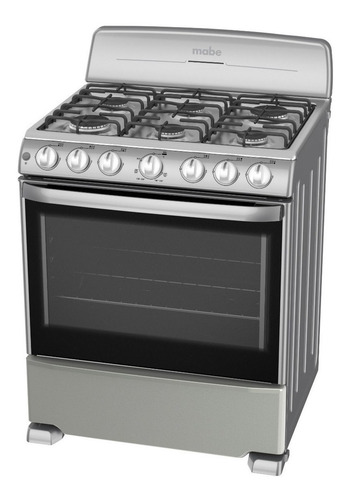 Estufa Mabe Profesional EM7646BSIS0 gas natural 6 quemadores plata mercury 127V puerta con visor 126.6L