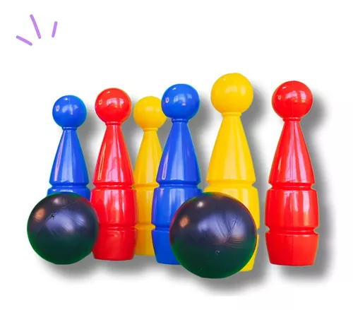 Brinquedo Jogo de Boliche Infantil 6 Pinos e 2 Bolas