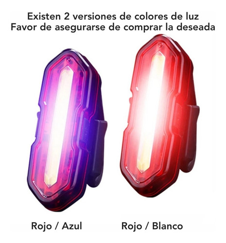 Imagen 3 de 8 de Luz Trasera De Bicicleta Led Lampara De Flash Recargable Usb