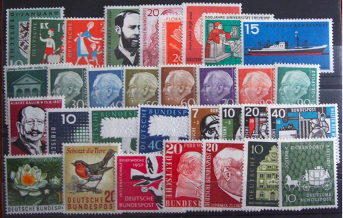 Filatelia, Alemania Federal 1957 Año Completo Mint