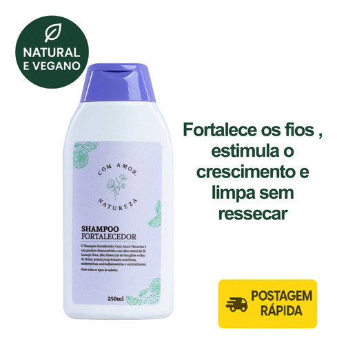 Shampoo Fortalecedor Natural 250ml | Aloe Vera E Gengibre