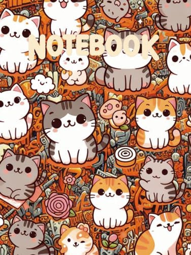 Notebook: A4, 170 Páginas, Hojas Blancas. Estilo De Gatos Ce