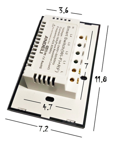 Interruptor Inteligente Wifi Luz Smart Blanco Alexa 4 Bandas
