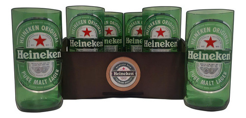 Juego de vasos hechos a mano Glass Art Botellas Heineken Fum Cut