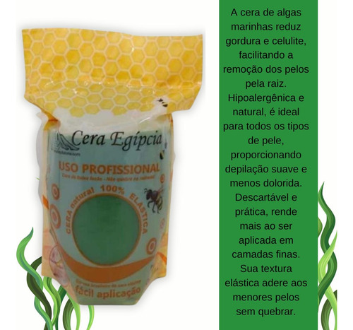 3x Cera Quente Depilação Egípcia Elástica Algas 500g
