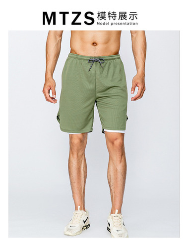 Pantalón Corto Doble 2 En 1 Hombre Toalla Gimnasio Bermuda