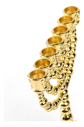 Candelabro Judío Dorado Con Forma De Menorá, 7 Ramas, Para H