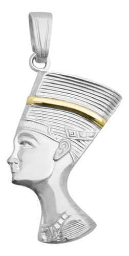 Dije Busto De Nefertiti De Plata 925 Y Oro 18k Reina Egipto