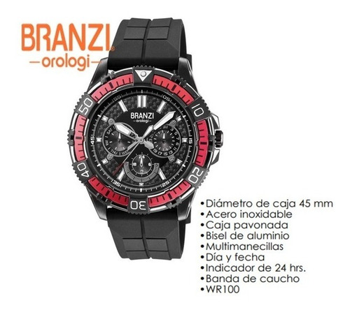 Imagen 2 de 3 de Reloj Branzi Para Caballero Resistente Al Agua 20601