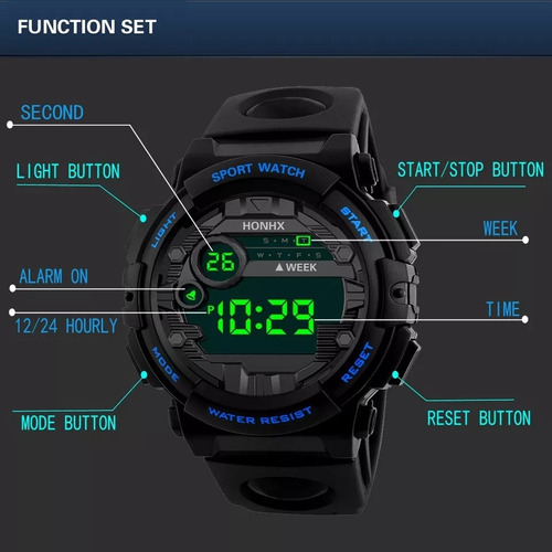 Reloj Digital Honhx, Cronometro, Luz Led, Amarillo Y Naranja