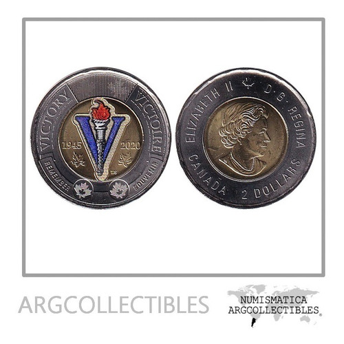 Canada Moneda 2 Dolares 2020 75 Aniv 2da Guerra Mundial Unc