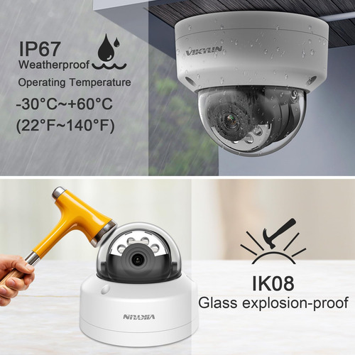 Vikylin Cámara Domo Ip Poe De 6 Mp Con Luz Dual, Visión Noct