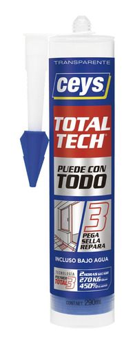 Adhesivo Sellador Totaltech Cartucho Transparente 290ml Ceys