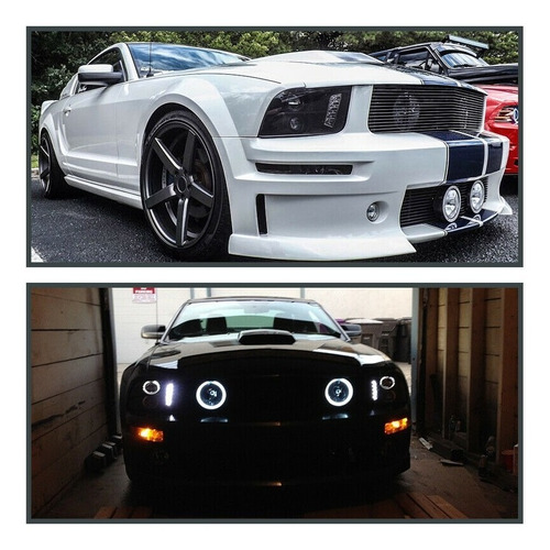 Ford Mustang 2005 - 2009 Juego Faros Con Ojo De Angel Negros
