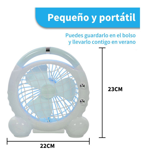 Mini Ventilador De Mesa Con Luz Lampara Usb Con 3 Aspas