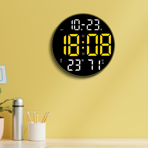 Relógio Digital Led Relógio De Parede Amarelo