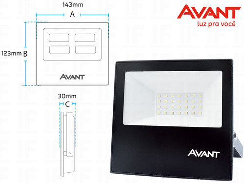Refletor Holofote Led Smd 30w Branco Quente 3000k Bivolt