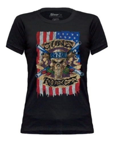 Baby Look Guns N' Roses Pistols Skull Flag