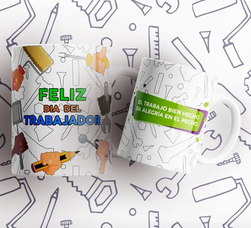 Kit Imprimible Plantillas Tazas Dia Del Trabajador M7