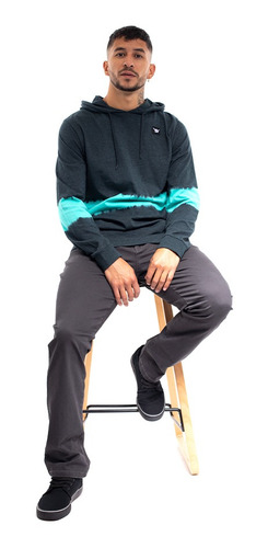 Imagen 5 de 6 de Polera Con Capucha Hombre Hang Loose Gris Melange