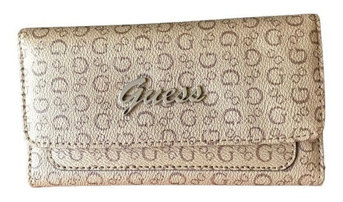 Billetera Mujer Guess Marrón Claro Con Logo Clásico Original